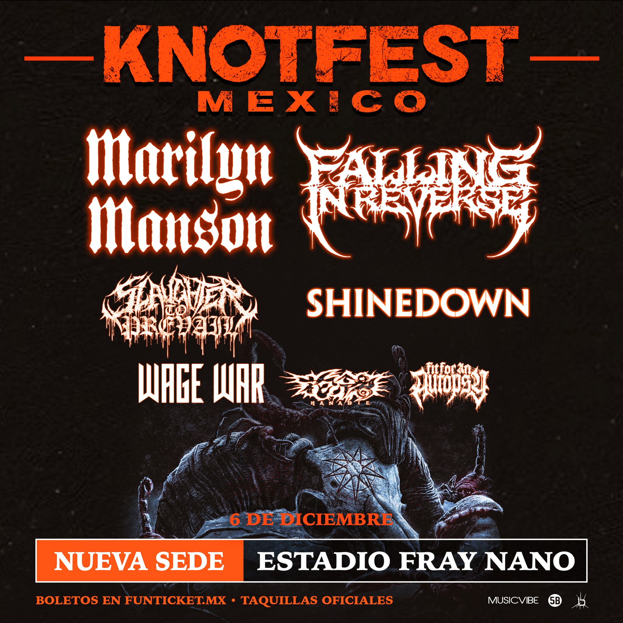 Knotfest México cambia de sede y se traslada al Estadio Fray Nano este 6 de diciembre